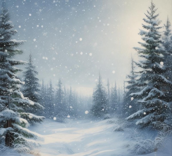 雪舞寒林，静谧冬日风景画卷,雪舞寒林，静谧冬日风景画卷,微笑,光影,第1张