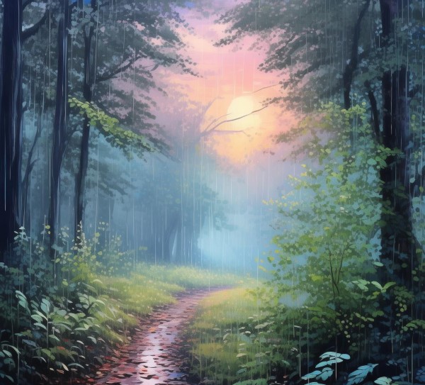 晨雨轻吟，唤醒心灵的诗意清晨,晨雨轻吟，唤醒心灵的诗意清晨,画卷,诗意,和谐,第1张