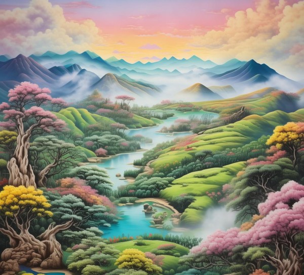 玉溪山水画卷，诗意栖息的画卷长卷,玉溪山水画卷，诗意栖息的画卷长卷,画卷,诗意,田园,第1张