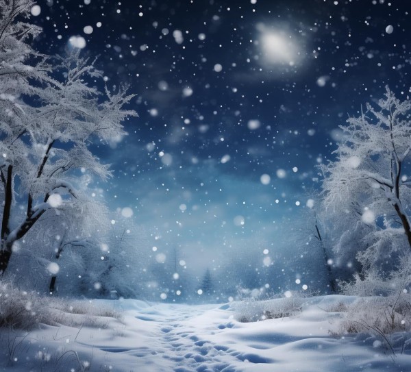 夜雪浪漫画卷，银装世界翩翩舞动,夜雪浪漫画卷，银装世界翩翩舞动,画卷,诗篇,欢乐,第1张