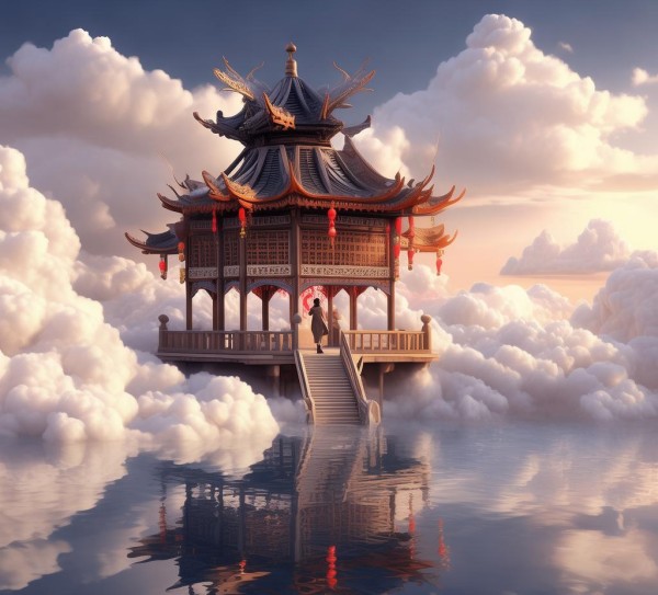 云端诗意，漫步诗意楼阁,云端诗意，漫步诗意楼阁,画卷,和谐,第1张