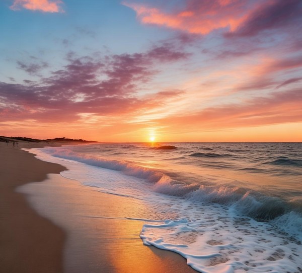 夕阳映海，傍晚海滨美景诗意盘点,夕阳映海，傍晚海滨美景诗意盘点,画卷,和谐,诗篇,第1张