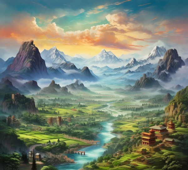 自然画卷，描绘我国风景的美丽篇章,自然画卷，描绘我国风景的美丽篇章,画卷,和谐,田园,第1张